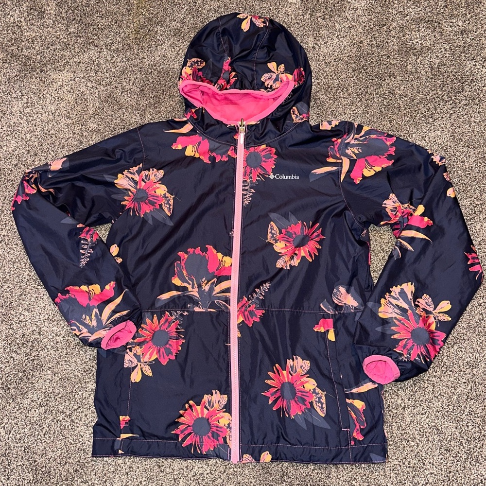 Columbia Girls Reversible Rain Jacket Size L